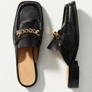 Anthropologie Maeve Open Back Slip On Business Casual Black Loafers in Size 37